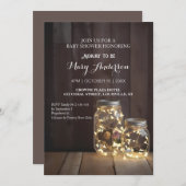 Rustic Wood Barn Baby shower Mason Jar Lights Kaart (Voorkant / Achterkant)