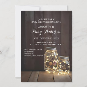 Rustic Wood Barn Baby shower Mason Jar Lights Kaart