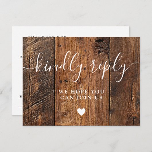 Rustic Wood Barn Boho Song Request RSVP Briefkaart (Voorkant / Achterkant)