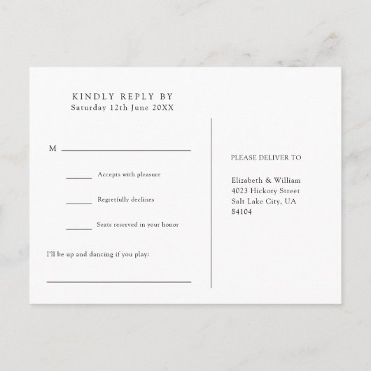 Rustic Wood Barn Boho Song Request RSVP Briefkaart (Achterkant)