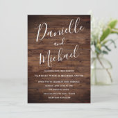 Rustic Wood Barn Typographic Simple Wedding Kaart (Staand voorkant)