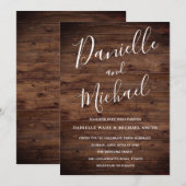 Rustic Wood Barn Typographic Simple Wedding Kaart (Voorkant / Achterkant)