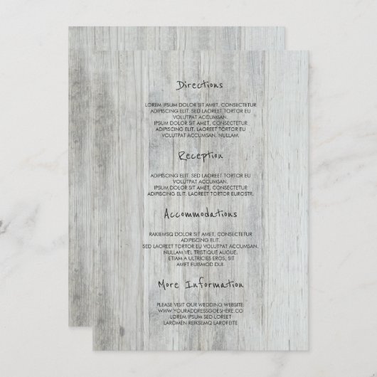 Rustic Wood Barn Wedding Details - Informatie Informatiekaartje (Voorkant / Achterkant)