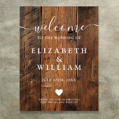 Rustic Wood Barn Wedding Welkomstbord Poster