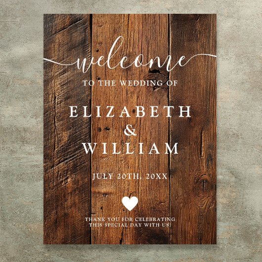 Rustic Wood Barn Wedding Welkomstbord Poster
