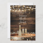 Rustic Wood Barrel Champagne Modern Wedding Kaart (Voorkant)