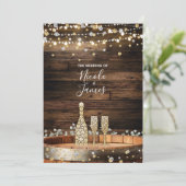 Rustic Wood Barrel Champagne Modern Wedding Kaart (Staand voorkant)