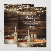 Rustic Wood Barrel Champagne Wine Glass Hartelijk Kaart (Voorkant / Achterkant)