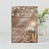 Rustic Wood Barrel en White Floral 00th Birthday Kaart (Staand voorkant)