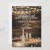 Rustic Wood Barrel & Lights Champagne Celebration Kaart (Voorkant)