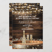 Rustic Wood Barrel & Lights Champagne Celebration Kaart (Voorkant / Achterkant)
