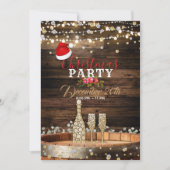 Rustic Wood Barrel Lights Champagne Kerstmis Kaart (Voorkant)