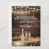 Rustic Wood Barrel Lights Champagne Vrijgezellenfe Kaart (Voorkant)