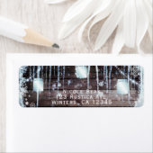 Rustic Wood Barrel & Lights Winter Barn Wedding Etiket (Insitu)