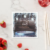 Rustic Wood Barrel & Lights Winter Barn Wedding Servet (Insitu)