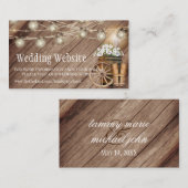 Rustic Wood Barrel & Mason Jars - Weddenschap Webs Informatiekaartje (Voorkant / Achterkant)
