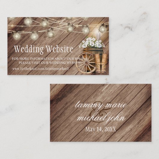 Rustic Wood Barrel & Mason Jars - Weddenschap Webs Informatiekaartje (Voorkant / Achterkant)