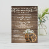 Rustic Wood Barrel Weddenschap met White Floral Kaart (Staand voorkant)