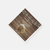 Rustic Wood Barrel Weddenschap met White Flowers 2 Servetten (Hoek)