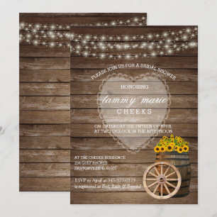 Rustic Wood Barrel Weddenschap met zonnebloemen Kaart