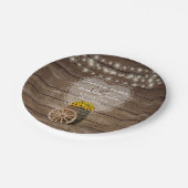 Rustic Wood Barrel Weddenschap met zonnebloemen Papieren Bordje (Gekanteld)