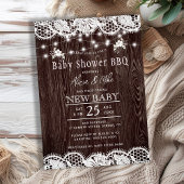 Rustic wood BBQ couples baby shower Kaart