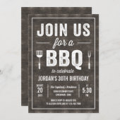Rustic Wood BBQ Party Invitation RWC Kaart (Voorkant / Achterkant)