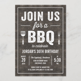 Rustic Wood BBQ Party Invitation RWC Kaart