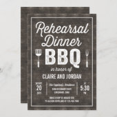 Rustic Wood BBQ Rehearsal Dinner Invitation RWC Kaart (Voorkant / Achterkant)