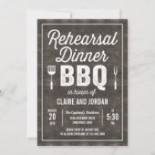 Rustic Wood BBQ Rehearsal Dinner Invitation RWC Kaart (Voorkant)