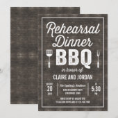 Rustic Wood BBQ Rehearsal Dinner Invitation RWC Kaart (Voorkant / Achterkant)