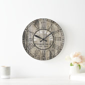 Rustic Wood Beach House Black Roman Numeral Grote Klok (Huis)