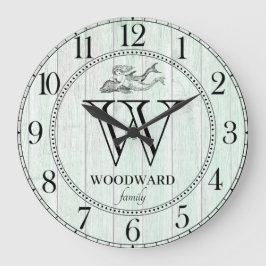 Rustic Wood Beach Lake House Family Name Mermaid Grote Klok