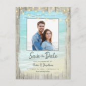Rustic Wood Beach Save the Date Wedding Aankondigingskaart (Voorkant)