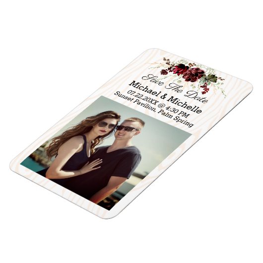 Rustic Wood bespaart de datum van onze huwelijksma Magneet (Linkerzijde)