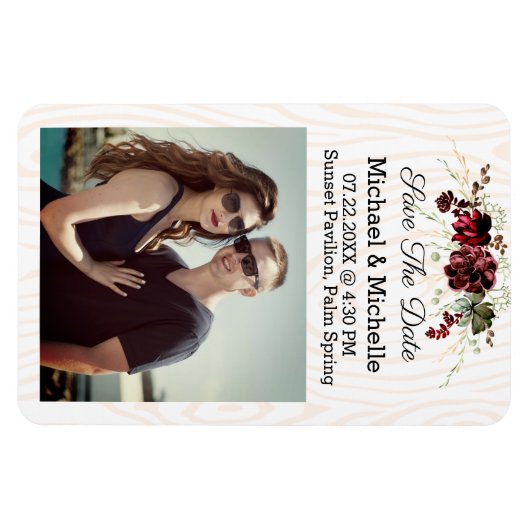 Rustic Wood bespaart de datum van onze huwelijksma Magneet (Horizontaal)