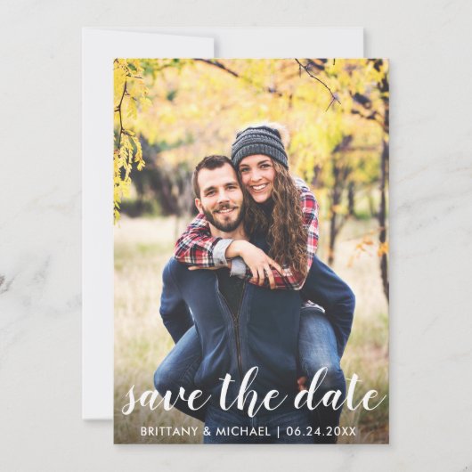 Rustic Wood bespaart de datum van Verloving aankon Save The Date (Voorkant)