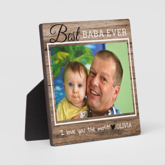 Rustic Wood Best Baba Ever Foto Fotoplaat (Voorkant)