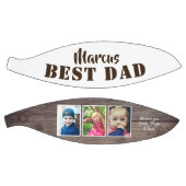 Rustic Wood Best Dad 3 Foto Collage Father Day Basketbal (Panelen)