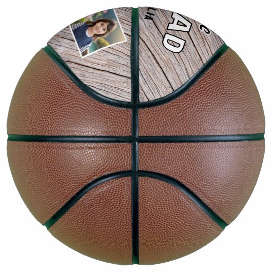 Rustic Wood Best Dad 3 Photo Collage Keepslag Basketbal (Rechts)