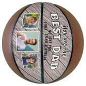 Rustic Wood Best Dad 3 Photo Collage Keepslag Basketbal (Verticaal)