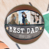 Rustic Wood Best Dad 3 Photo Collage Keepslag Basketbal