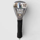 Rustic Wood Best Dad 3 Photo Collage Keepslag Golfheadcover (Voorkant)