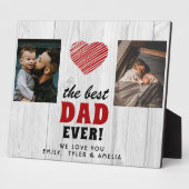 Rustic Wood Best Dad Ever Red Heart 2 foto Fotoplaat (Zijkant)