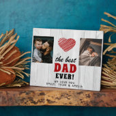 Rustic Wood Best Dad Ever Red Heart 2 foto Fotoplaat (Zijkant)