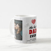 Rustic Wood Best Dad Ever Red Heart 2 foto Koffiemok (Voorkant links)