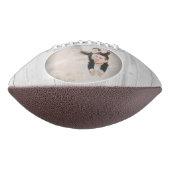 Rustic Wood Best Dad Modern Script Custom Photo American Football (Gedraaid 90)