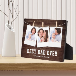 Rustic Wood Best Dad Oog 3 Photo Collage Fotoplaat