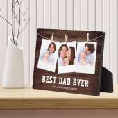 Rustic Wood Best Dad Oog 3 Photo Collage Fotoplaat