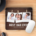 Rustic Wood Best Dad Oog 3 Photo Collage Muismat<br><div class="desc">Upload je favoriete foto's en voeg je namen toe om je eigen unieke persoonlijke vaderdag te geven.</div>
